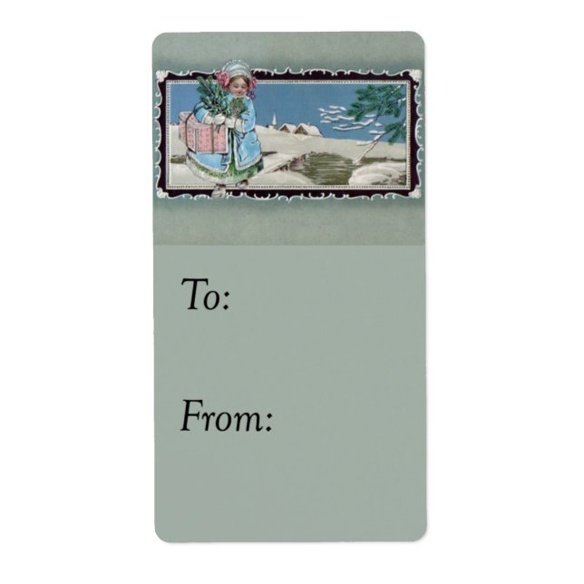 Delivering Gifts Vintage Gift Tag (Front)