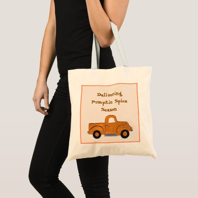 Delivering Pumpkin Spice Season Handpainted Truck Tote Bag (Front (Product))