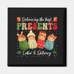 Delivering The Baby Labor Delivery Nurse Christmas Magnet