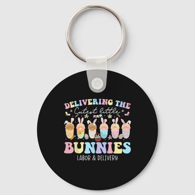 Delivering The Cutest Bunnies Easter Labour And De Key Ring (Front)