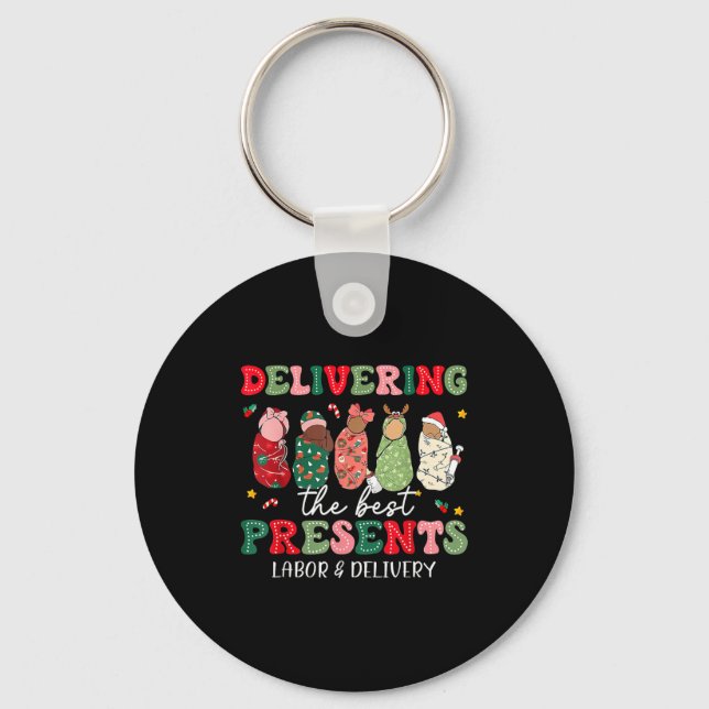 Delivering The Labor Delivery Nurse Christmas  Key Ring (Front)