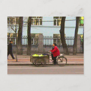 Delivering vegetables postcard