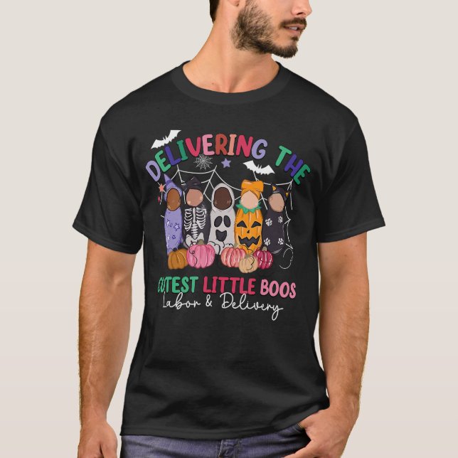 Deliveringhe Cutest Boos Labour Delivery Halloween T-Shirt (Front)