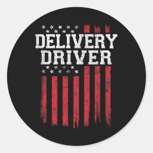 Delivery Driver American Flag Usa Patriot Patrioti Classic Round Sticker