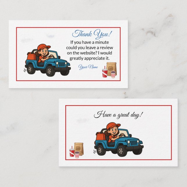 Delivery Driver Blue vehicle Business Card (Front/Back)