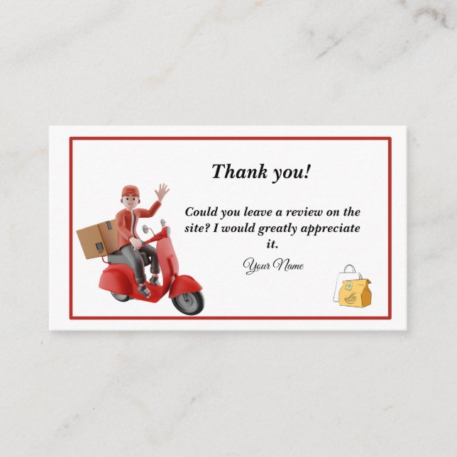 Delivery Driver Thank you  Business Card (Front)