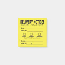 Delivery Notice Sticky Note