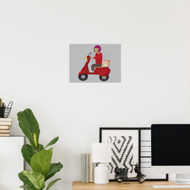 Delivery Person Driving a Scooter Poster (Home Office)
