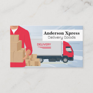 Delivery Truck and Courier with Boxes Business Card