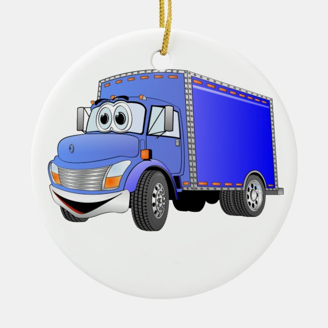 Delivery Truck Blue Cartoon Ceramic Tree Decoration (Front)