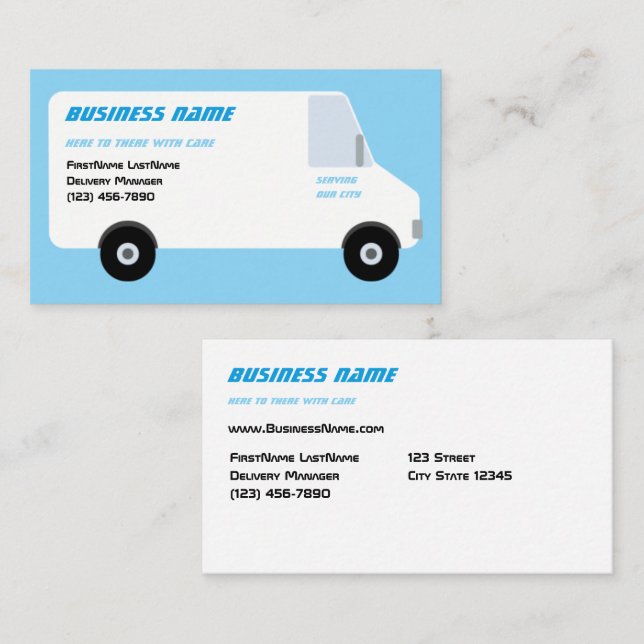 Delivery Van Blue Business Card (Front/Back)