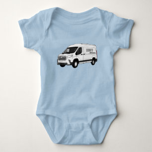 Delivery van cartoon illustration baby bodysuit