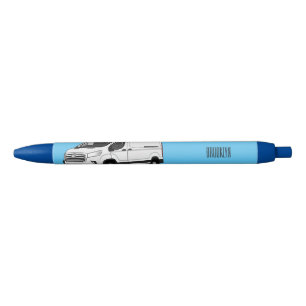 Delivery van cartoon illustration black ink pen