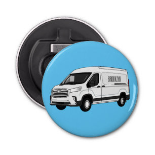 Delivery van cartoon illustration bottle opener