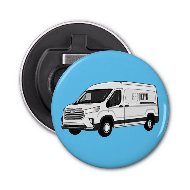 Delivery van cartoon illustration bottle opener (Front)
