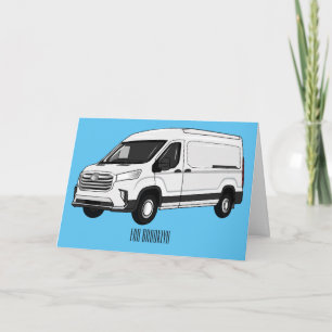 Delivery van cartoon illustration card