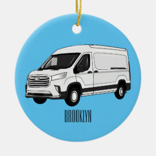 Delivery van cartoon illustration ceramic tree decoration