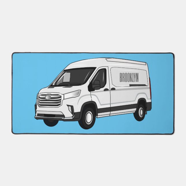 Delivery van cartoon illustration desk mat (Front)
