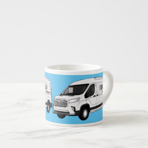 Delivery van cartoon illustration espresso cup