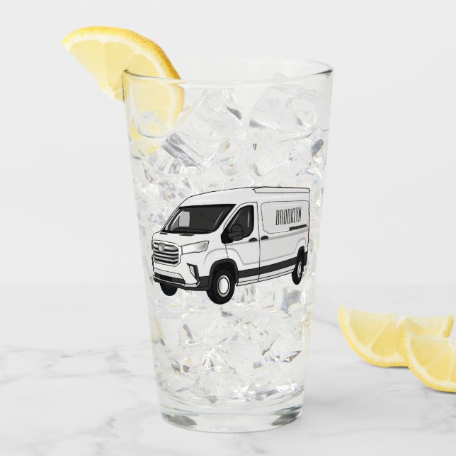Delivery van cartoon illustration glass (Front Ice)