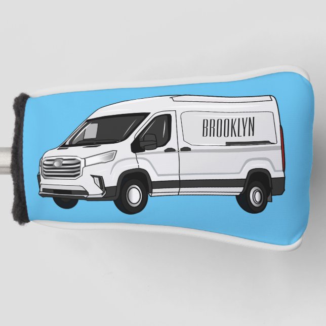 Delivery van cartoon illustration golf head cover (Front)
