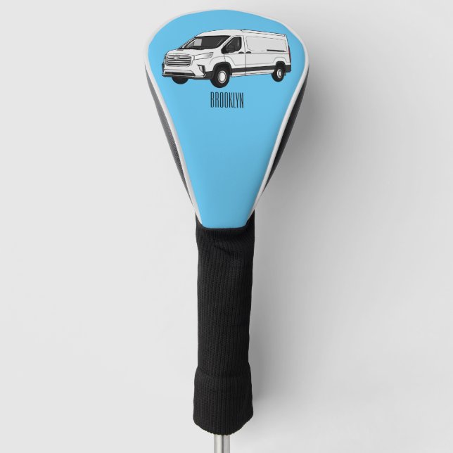 Delivery van cartoon illustration golf head cover (Front)