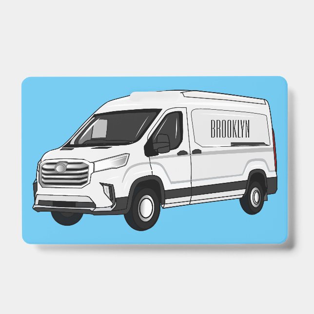 Delivery van cartoon illustration ID badge (Front)