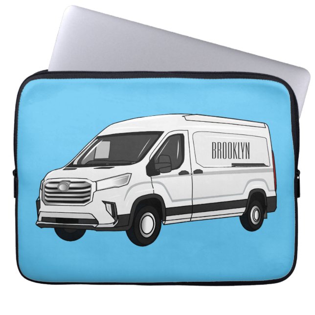 Delivery van cartoon illustration laptop sleeve (Front)