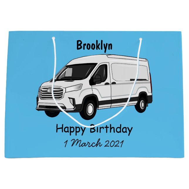 Delivery van cartoon illustration large gift bag (Front)