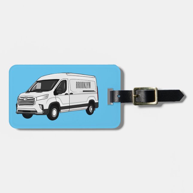 Delivery van cartoon illustration luggage tag (Front Horizontal)