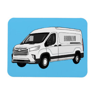 Delivery van cartoon illustration magnet