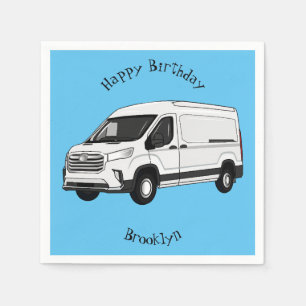 Delivery van cartoon illustration napkin