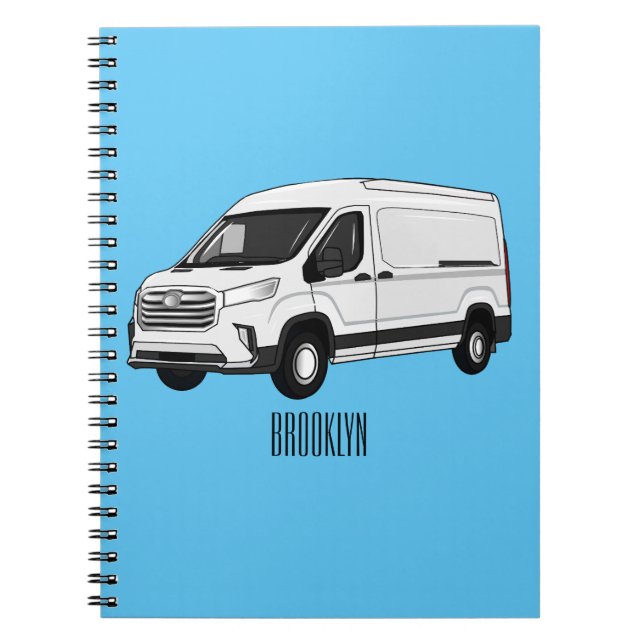 Delivery van cartoon illustration notebook (Front)