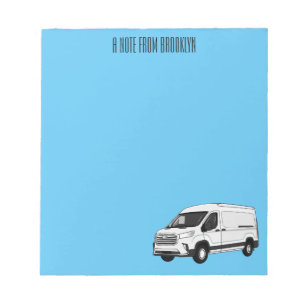 Delivery van cartoon illustration notepad