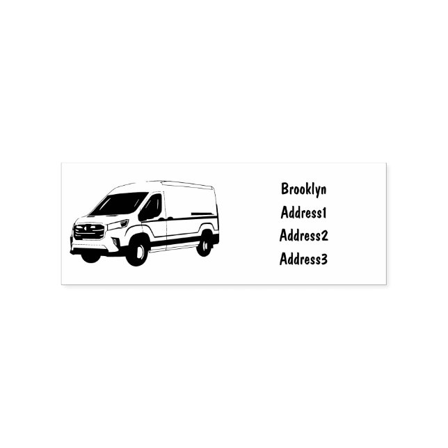 Delivery van cartoon illustration rubber stamp (Imprint)
