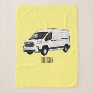 Delivery van cartoon illustration sherpa blanket