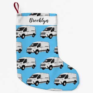 Delivery van cartoon illustration small christmas stocking