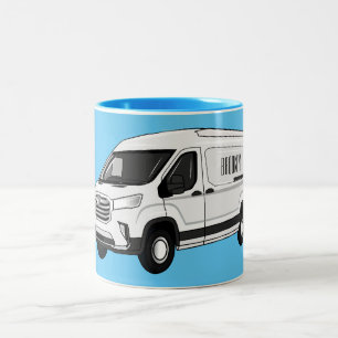 Delivery van cartoon illustration Two-Tone coffee mug
