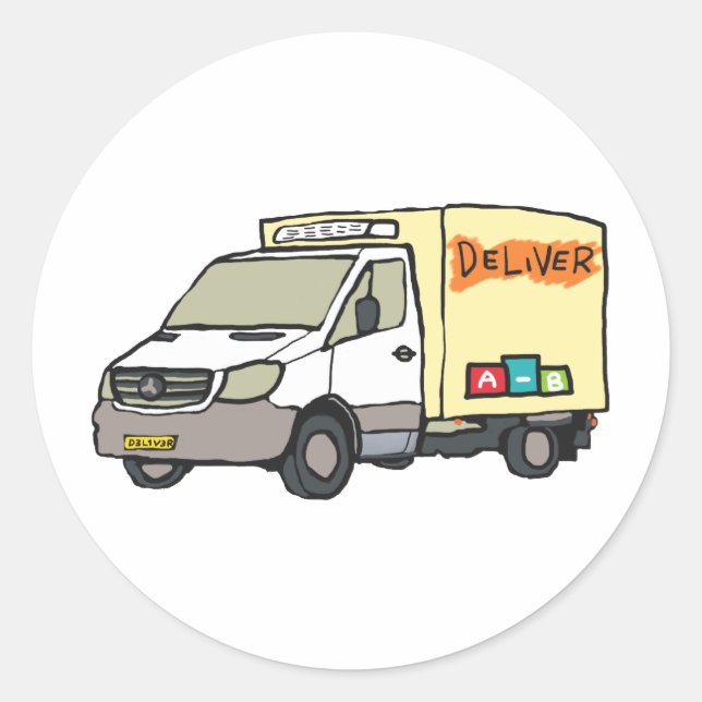Delivery Van Classic Round Sticker (Front)