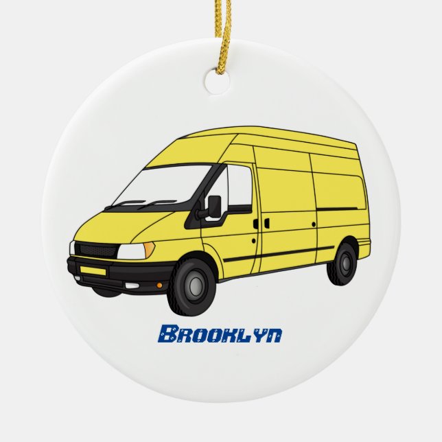Delivery van illustration ceramic tree decoration (Front)