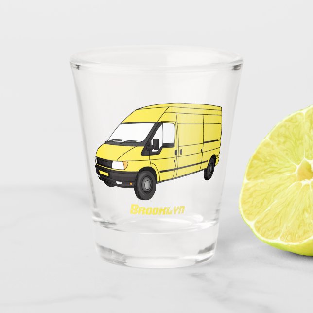 Delivery van illustration shot glass (Front)