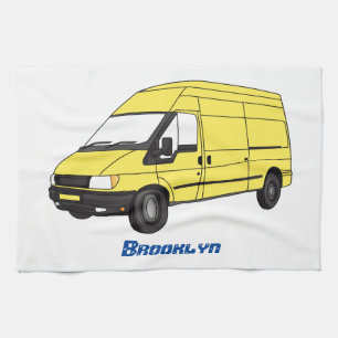 Delivery van illustration tea towel