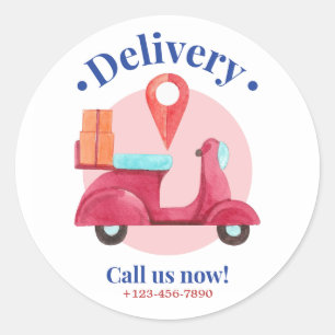 Delivery Watercolor Classic Round Sticker