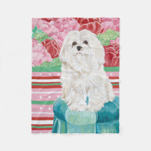 Della Rose Maltese Fleece Blanket