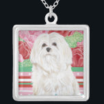 Della Rose Maltese Silver Plated Necklace<br><div class="desc">Animals</div>