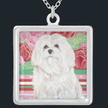 Della Rose Maltese Silver Plated Necklace<br><div class="desc">Animals</div>