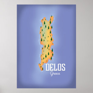 Delos Greece Map travel poster