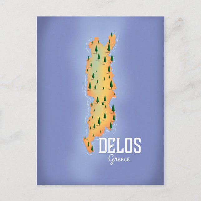 Delos Greece Map travel poster Postcard (Front)