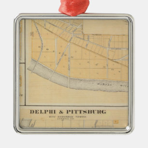Delphi & Pittsburg with suburban towns Metal Tree Decoration
