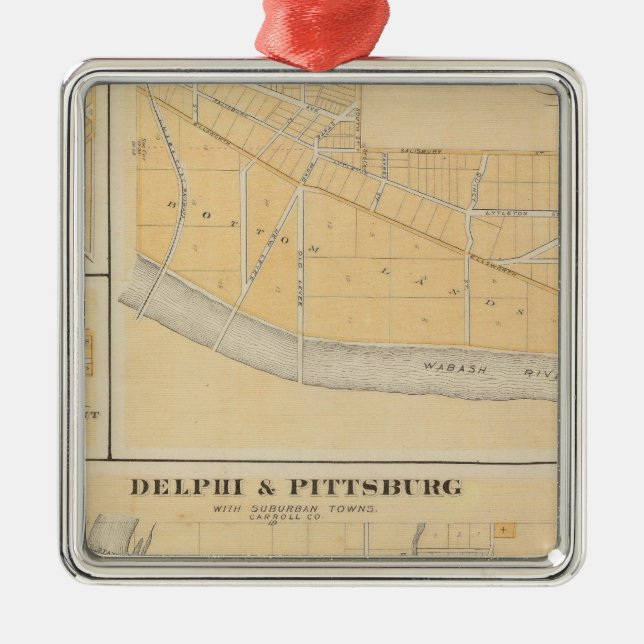 Delphi & Pittsburg with suburban towns Metal Tree Decoration (Front)